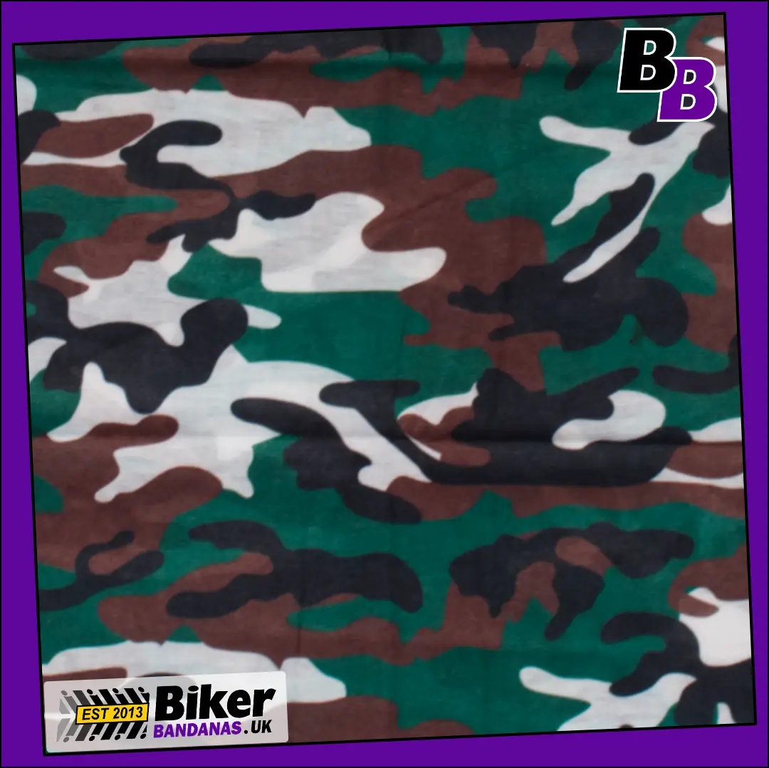 Closeup photo of Classic Woodland Forest Camouflage Neck Tube Bandana / Neck Gaiter / Multifunctional Headwear / Neck Warmer