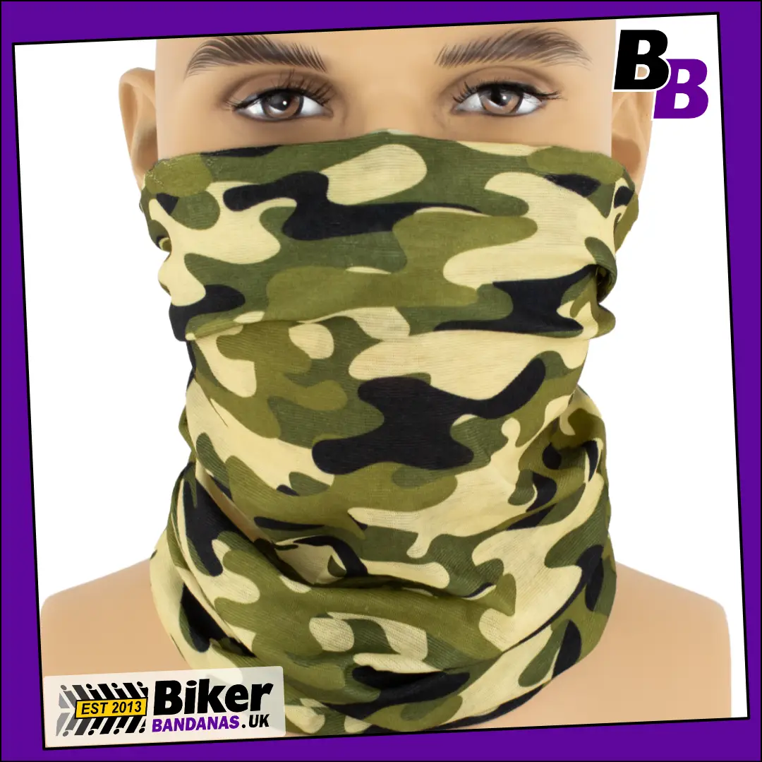 Classic Sage Green Camouflage Neck Tube Bandana / Face Mask / Neck Gaiter