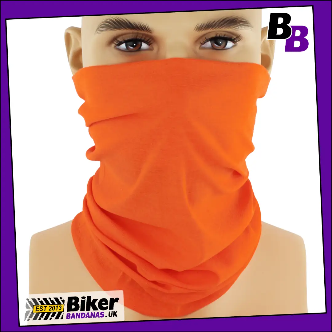 Plain Bright Orange Neck Tube Bandana / Face Mask / Neck Gaiter