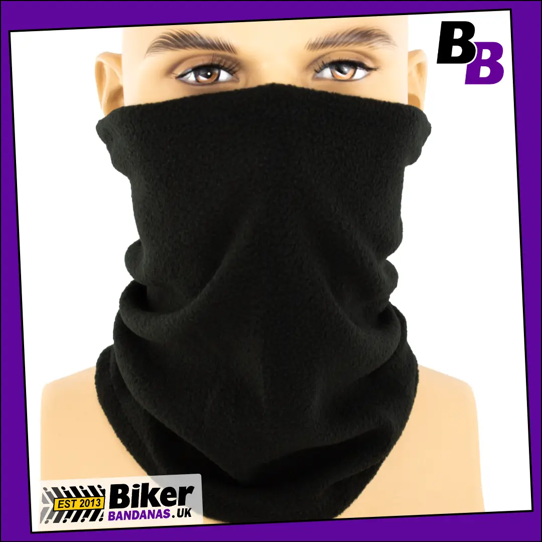 Plain Black Fleece 3-in-1 Neck Tube Bandana / Beanie Hat