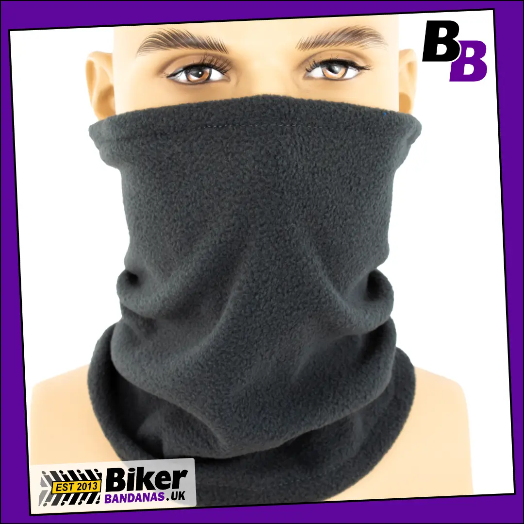 Plain Dark Grey Fleece 3-in-1 Neck Tube Bandana / Beanie Hat