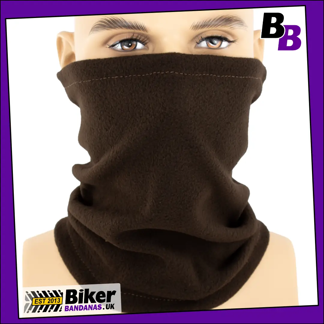 Plain Brown Fleece 3-in-1 Neck Tube Bandana / Beanie Hat