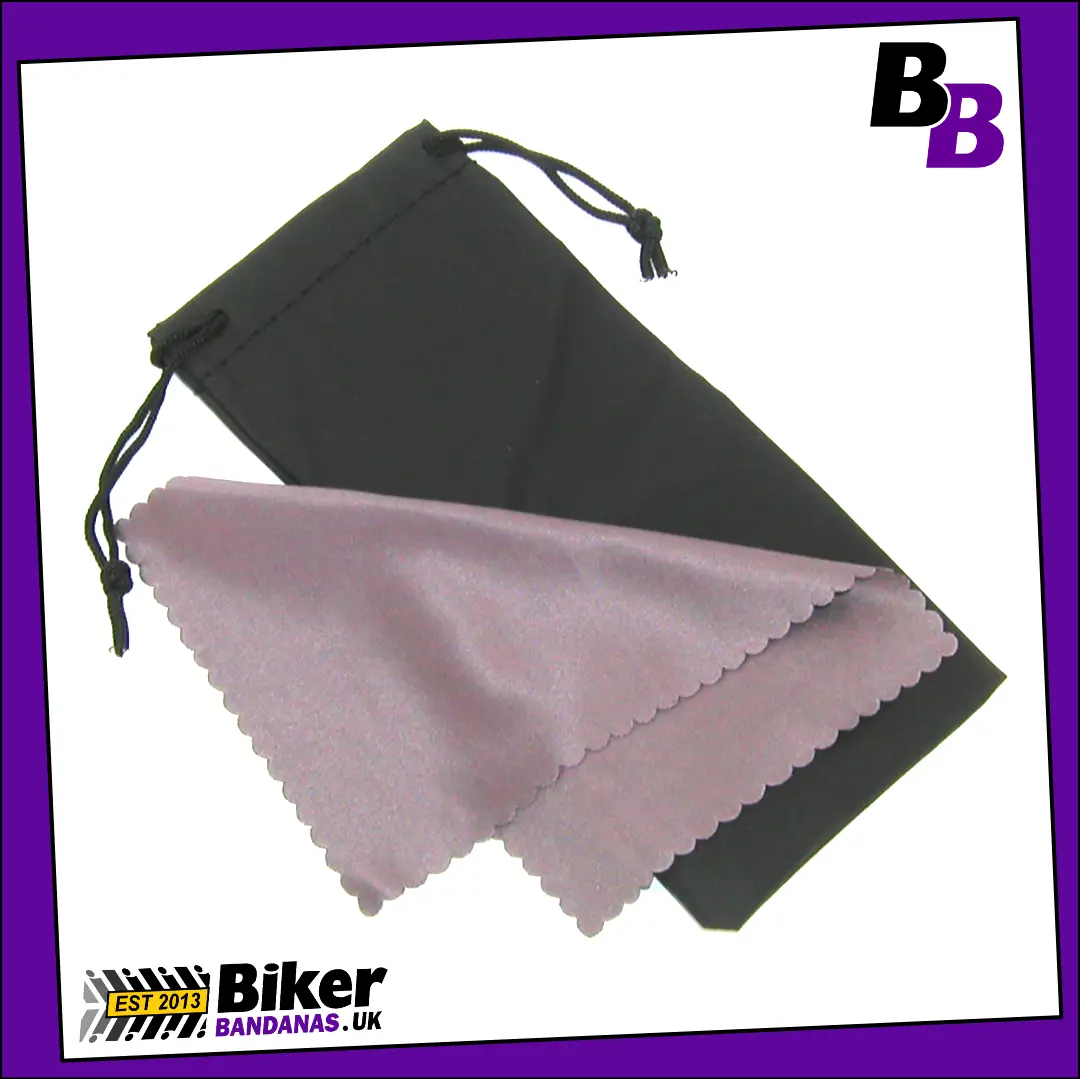 Medium Black Glasses Spectacles Sunglasses Goggles Storage Pouch with Taupe Microfiber Cleaning Cloth